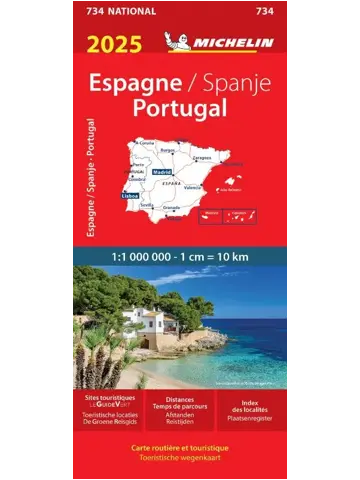 Michelin wegenkaart 734 Spanje Portugal 2025 