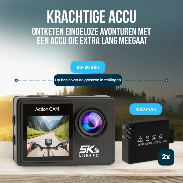 Actiecamera 5K 50MP - Waterdicht - Met WiFi