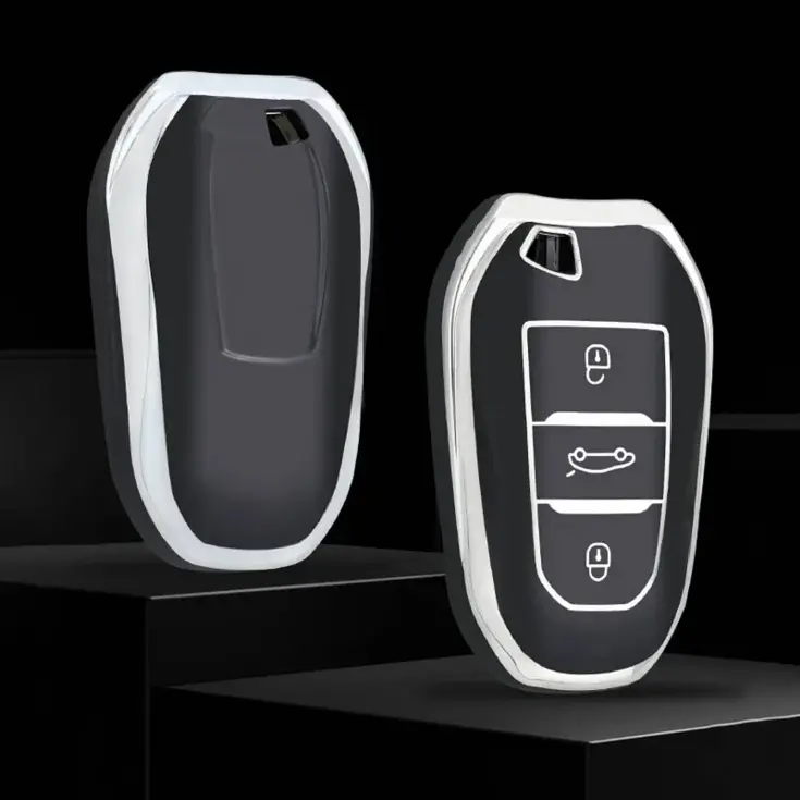 TPU Sleutelhoesje voor Peugeot zwart B3