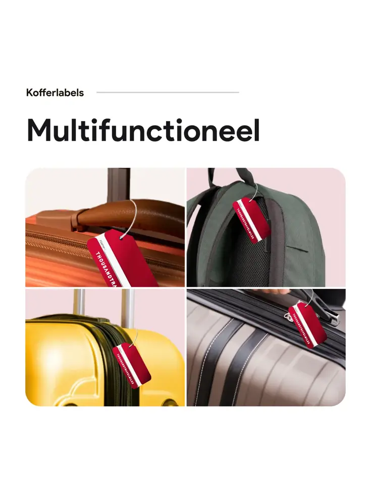 Aluminium Bagagelabel – 2 stuks – Rood