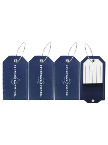 Bagagelabel – 4 stuks – Leer – Blauw