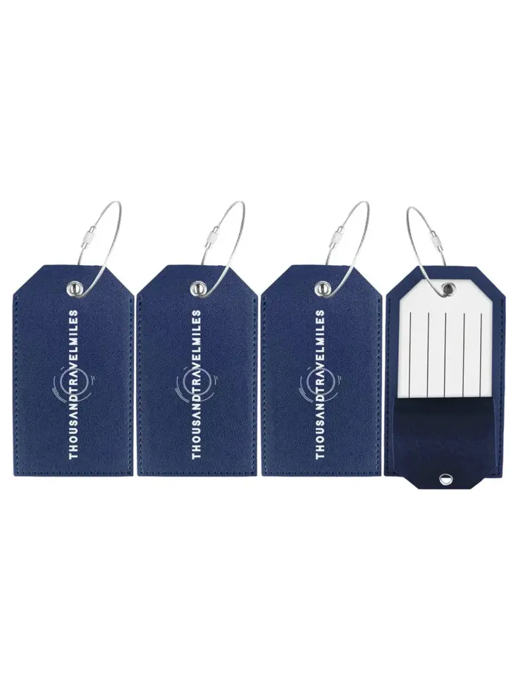 Bagagelabel – 4 stuks – Leer – Blauw