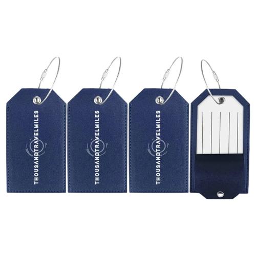 Bagagelabel – 4 stuks – Leer – Blauw