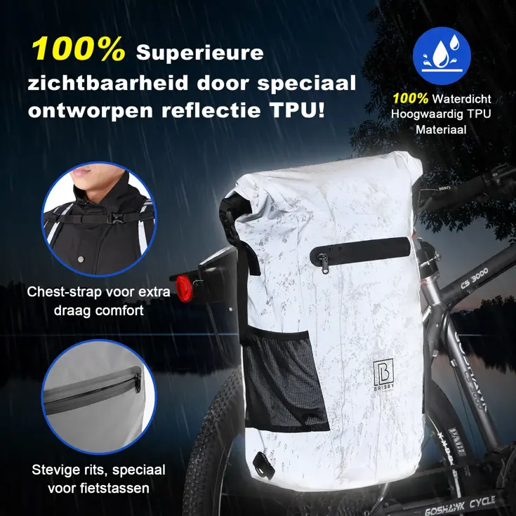 Brisby 20-26L 3-in-1 Waterdichte Rolltop Fietstas