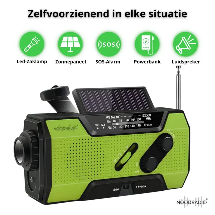 Noodradio Solar Opwindbaar Met Batterijen
