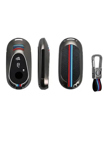 Metalen Sleutelhoesje voor Mercedes grijs, zwart C