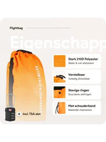 Flightbag vliegtuighoes TSA slot 60–90L – Oranje