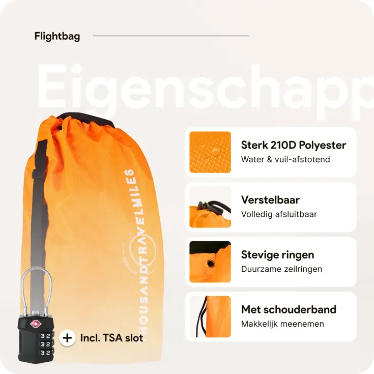 Flightbag vliegtuighoes TSA slot 60–90L – Oranje