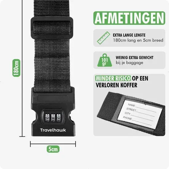 Kofferriem met Cijferslot - 2-Pack