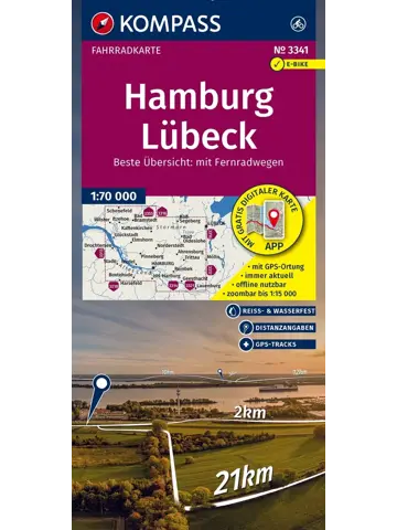 Fietskaart FK 3341 Hamburg - Lübeck