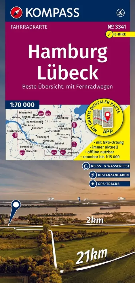 Fietskaart FK 3341 Hamburg - Lübeck