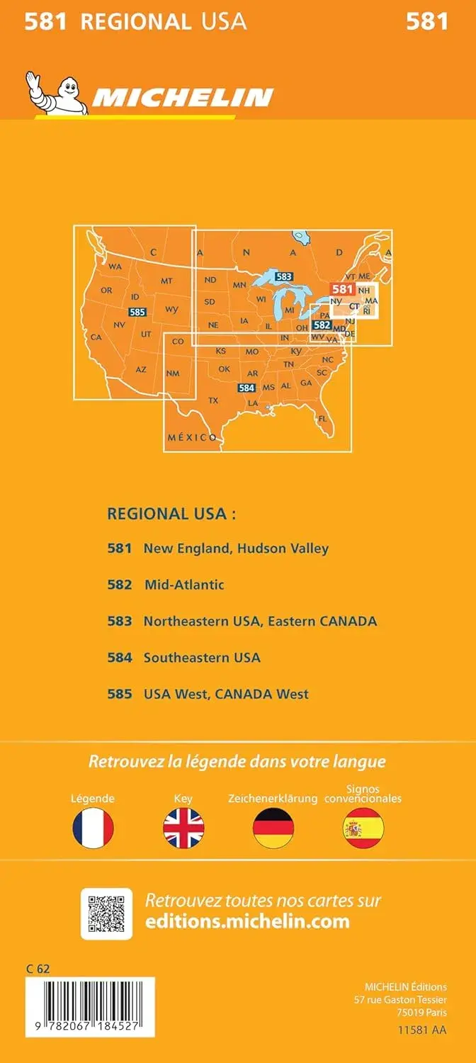 Kaart Regional 581 New England - New York
