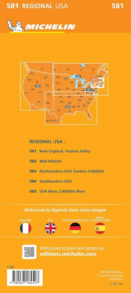Kaart Regional 581 New England - New York