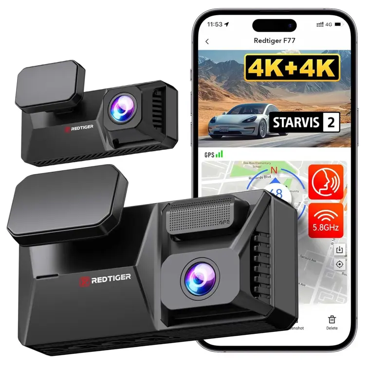F77 V1 4K Touch Wifi GPS 2CH 128gb dashcam