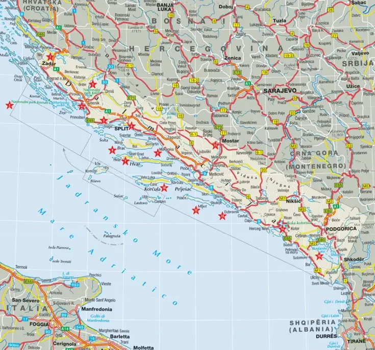Wegenkaart Dalmatië - Kroatische Kust