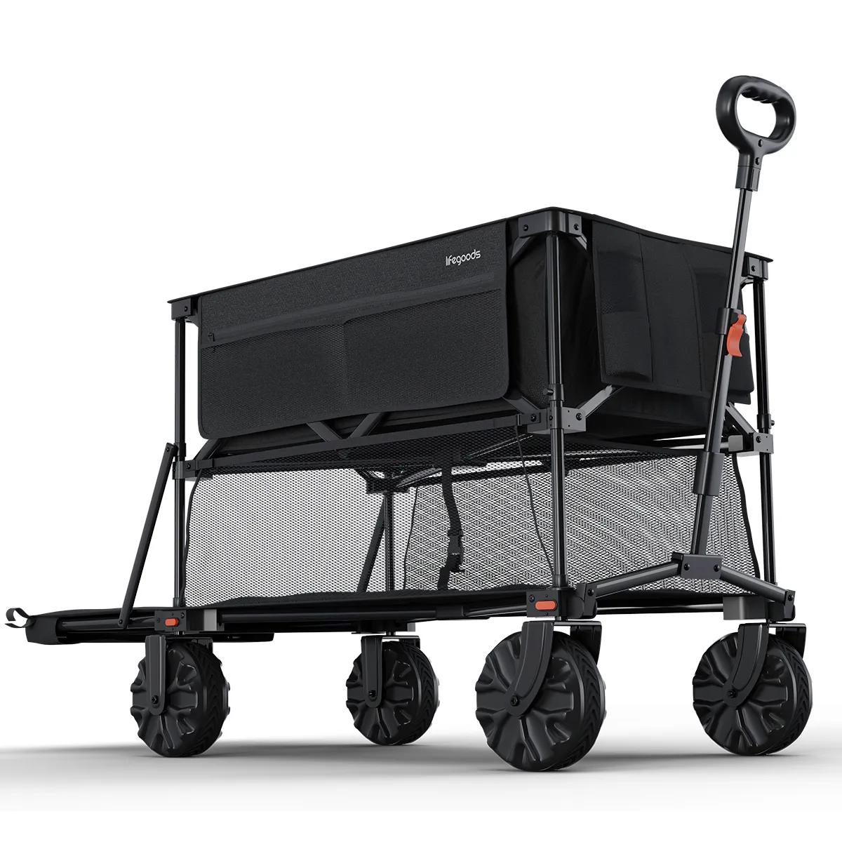 Lifegoods  Dubbele Bolderkar  200KG  Zwart