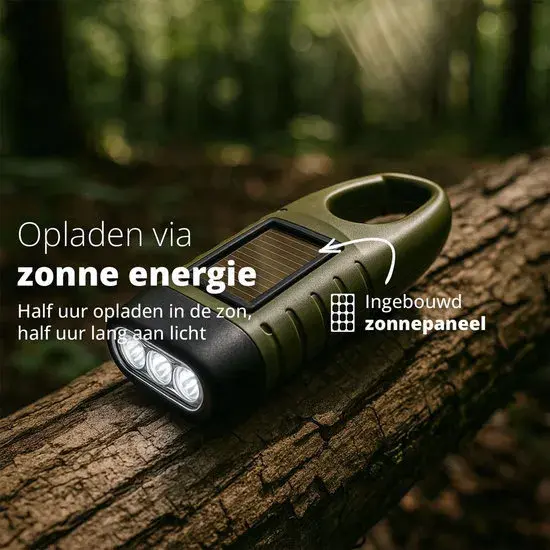 2 pack FlinQ Solar Survival Flashlight - Zaklamp