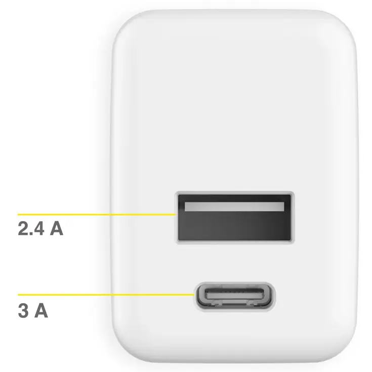 Accezz Oplader USB-C en USB - 20 Watt