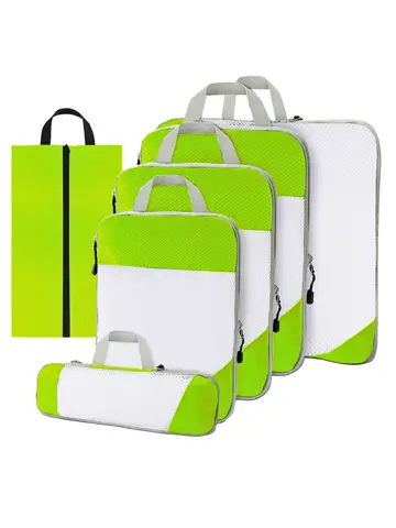 Packing cubes compressie set – 6-delig – Groen