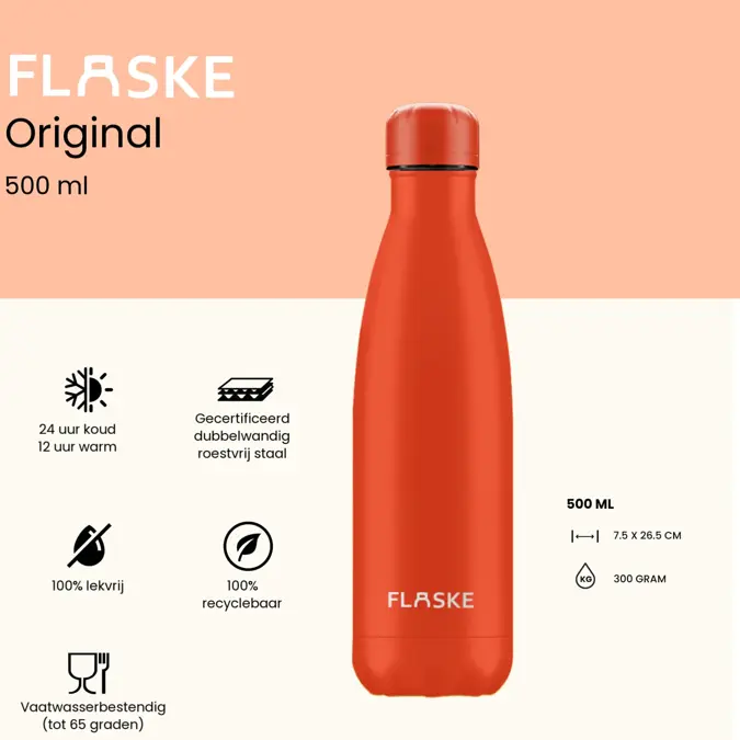FLASKE 500 ml RVS Drinkfles