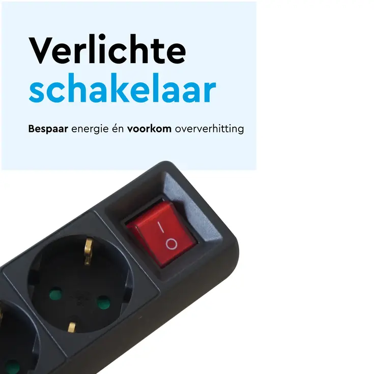 Stekkerdoos 3‑voudig wit 3 m met schakelaar