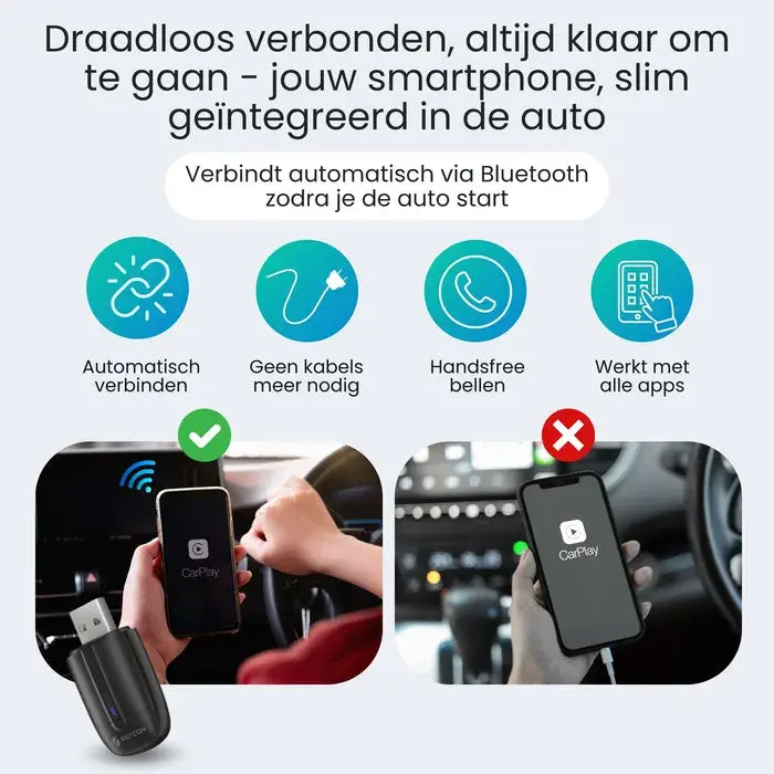Mini CarPlay & Android Auto Dongle - Zwart
