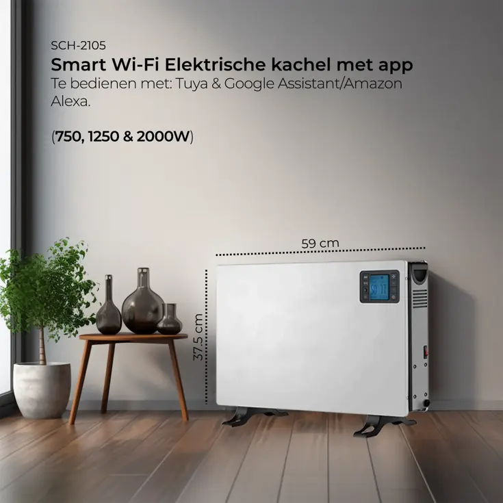 Elektrische verwarming 3-standen App besturing
