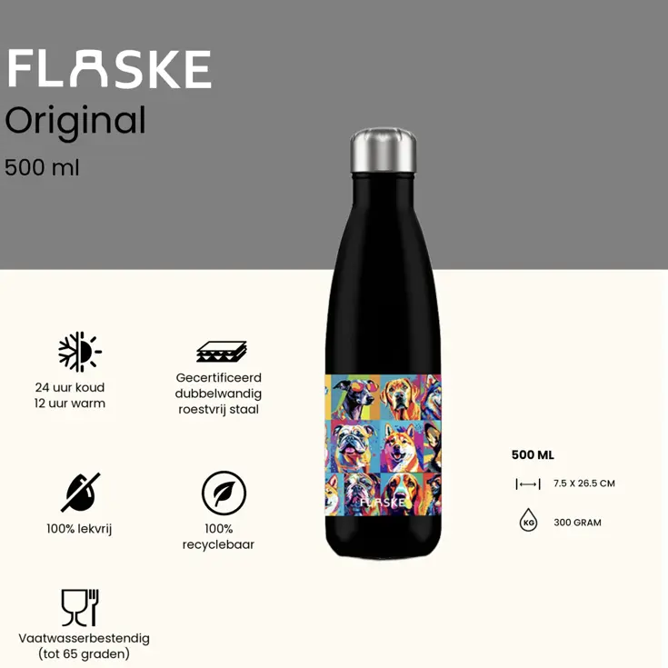 FLASKE 500 ml  RVS Drinkfles