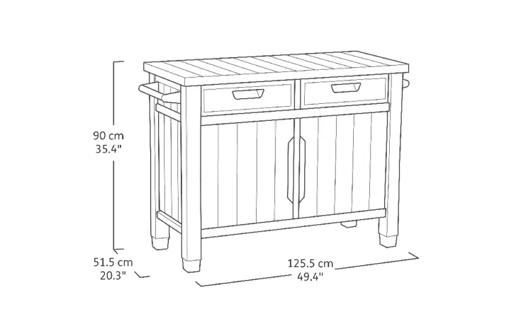 Keter Unity XL Barbecuetafel met lades - 207L