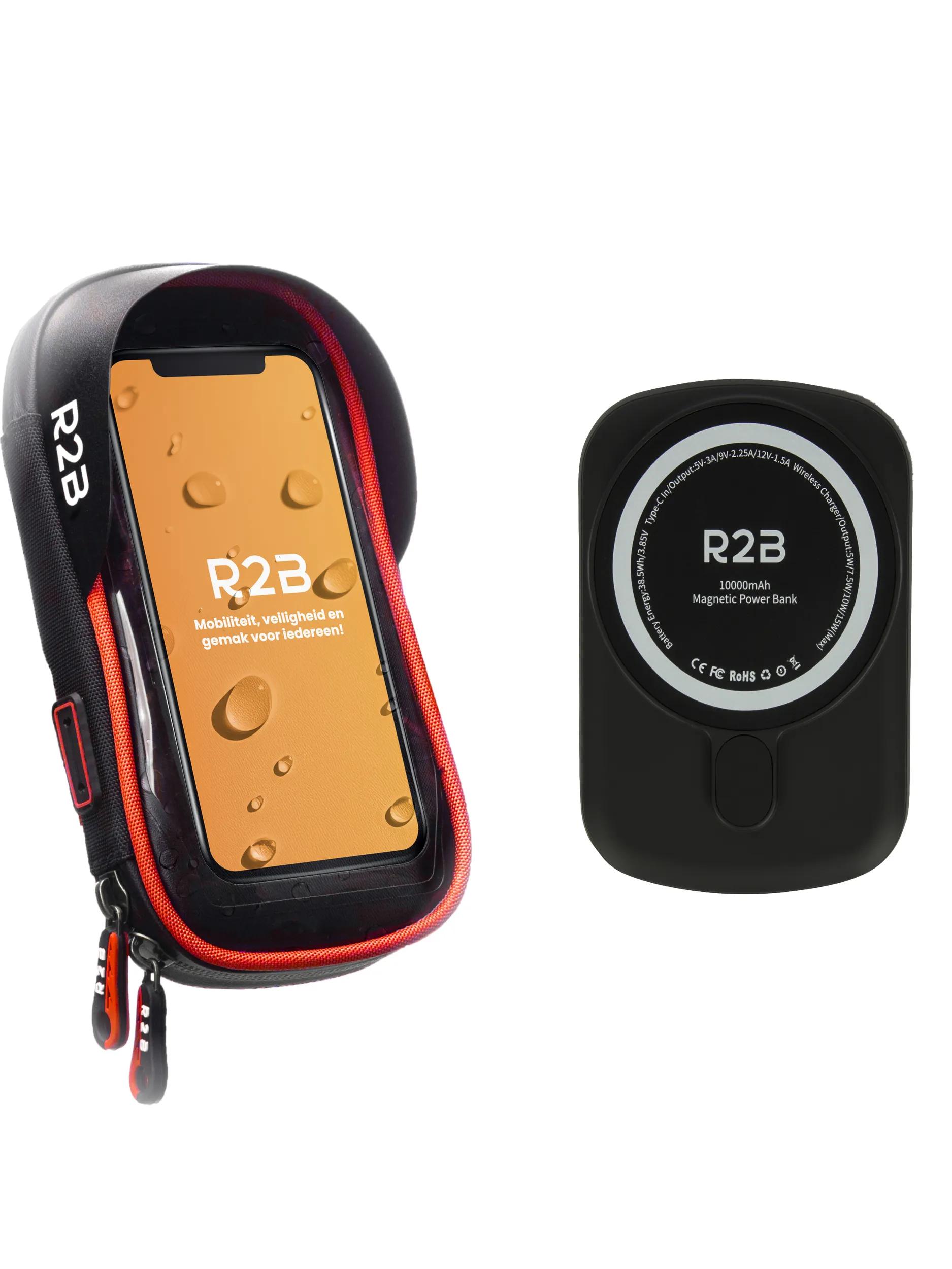 R2B  Telefoonhouder Fiets Den Haag & Powerbank  Rood