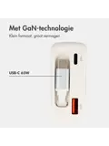 65W Oplader uittrekbare USB-C kabel USB-A + USB-C
