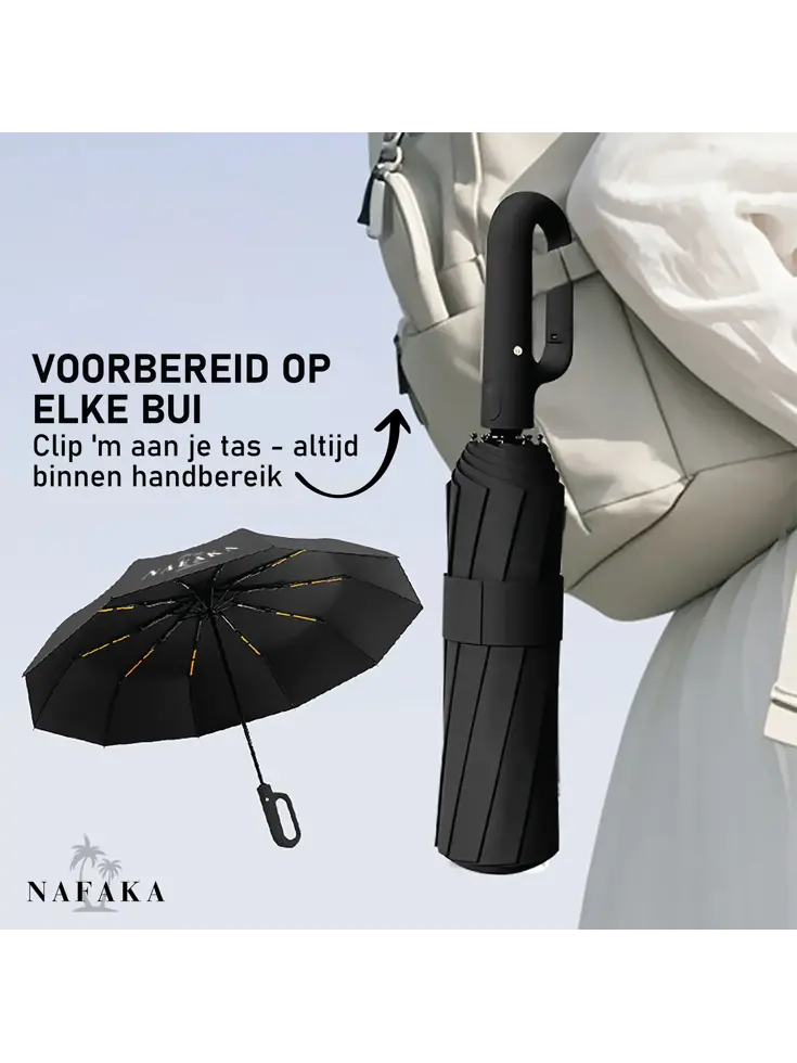 Nafaka Automatische storm paraplu met opberghoes