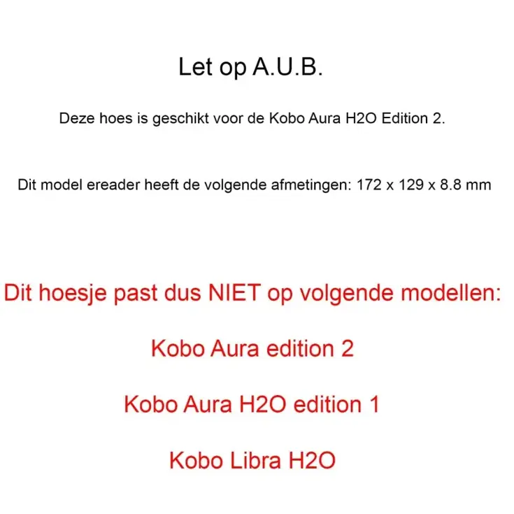 Ereader Hoesje Sleepcover Kobo Aura H2O edition 2