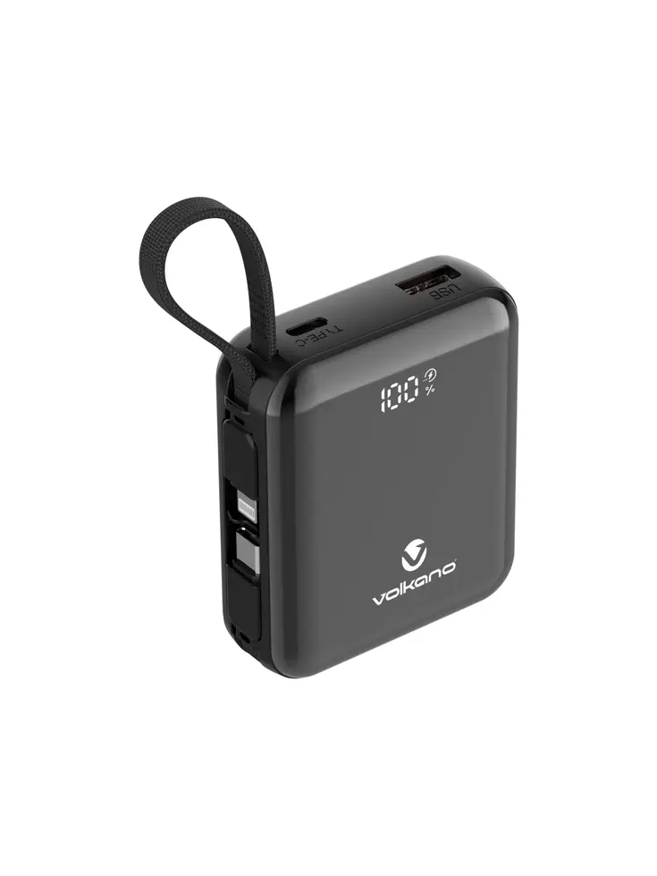 Powerbank 10.000 mAh met ingebouwde kabels