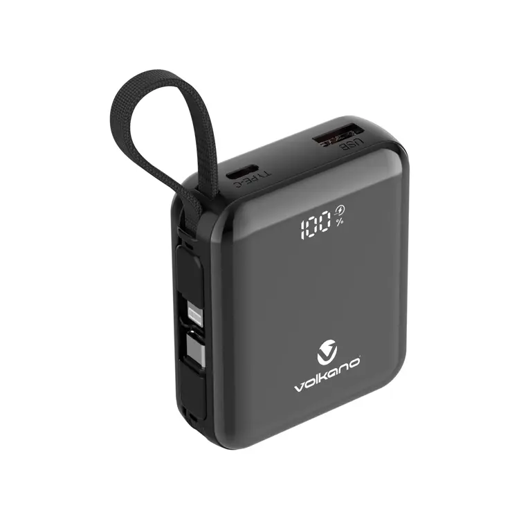 Powerbank 10.000 mAh met ingebouwde kabels