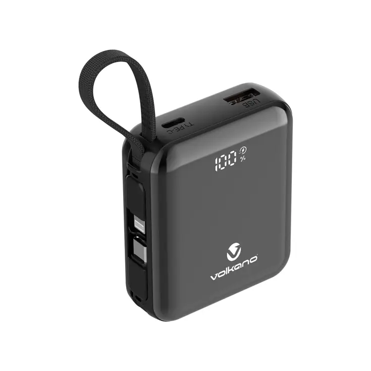 Powerbank 10.000 mAh met ingebouwde kabels