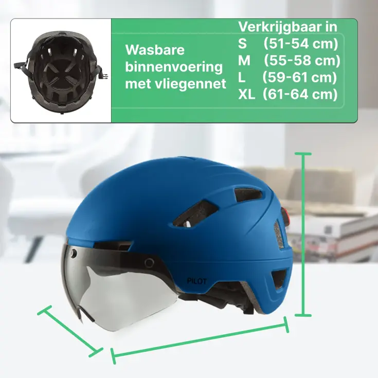 PILOT fietshelm met vizier NTA certif.