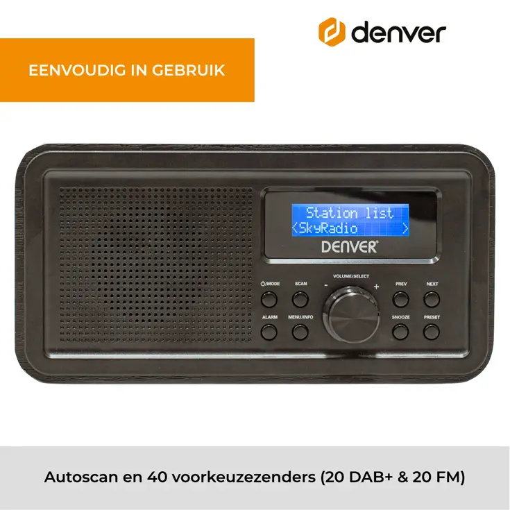 DAB+/FM Radio Wekkerfunctie 40 voorkeurszenders