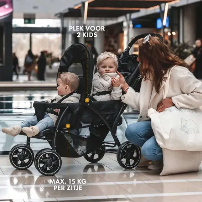 Luxe Elena dubbele buggy - Compact - Lichtgewicht