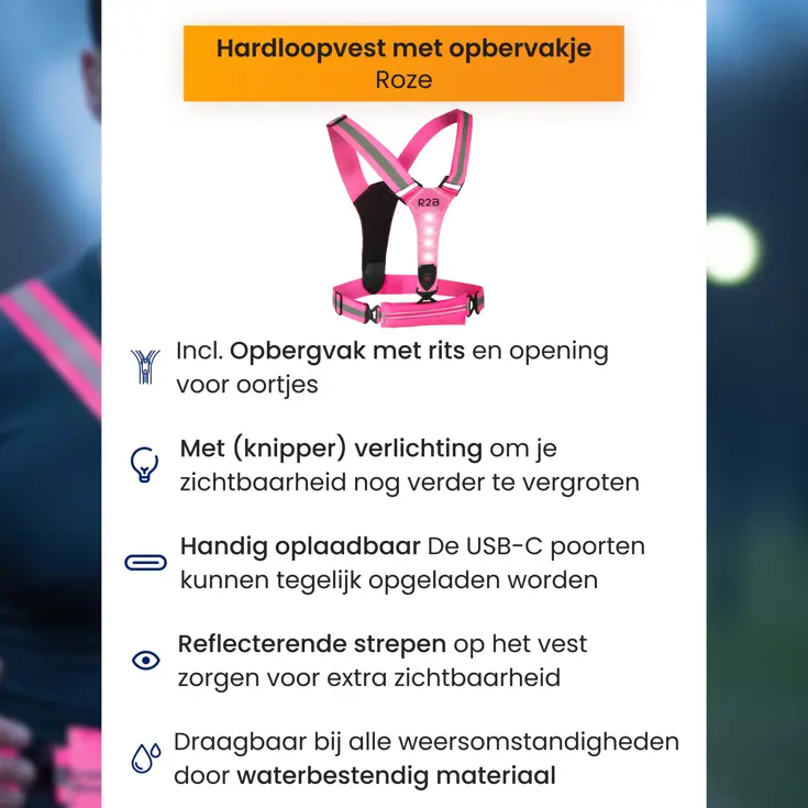 Hardloopvest met Opbergvak - Verlichting