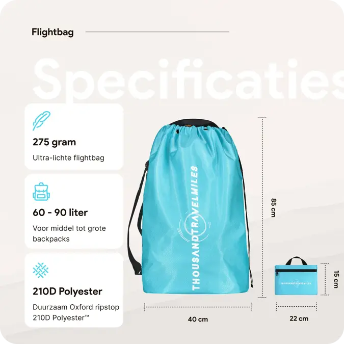 Flightbag vliegtuighoes TSA slot 60–90L – Li Blauw