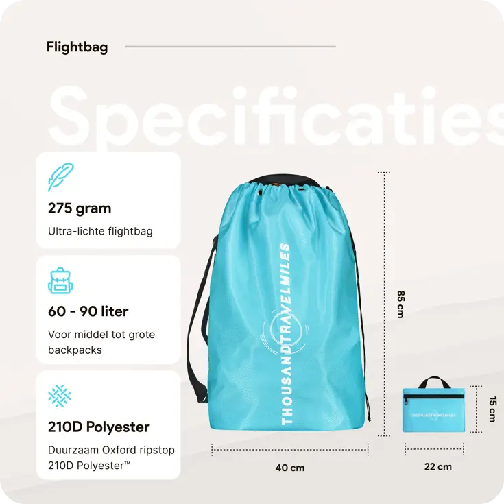 Flightbag vliegtuighoes TSA slot 60–90L – Li Blauw