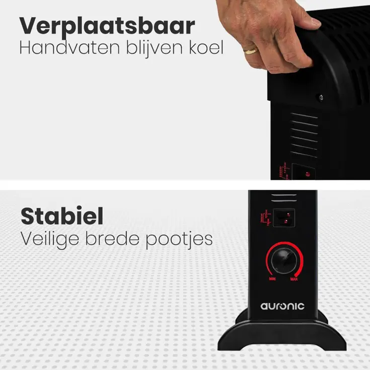 Convectorkachel – 2000W – Zwart