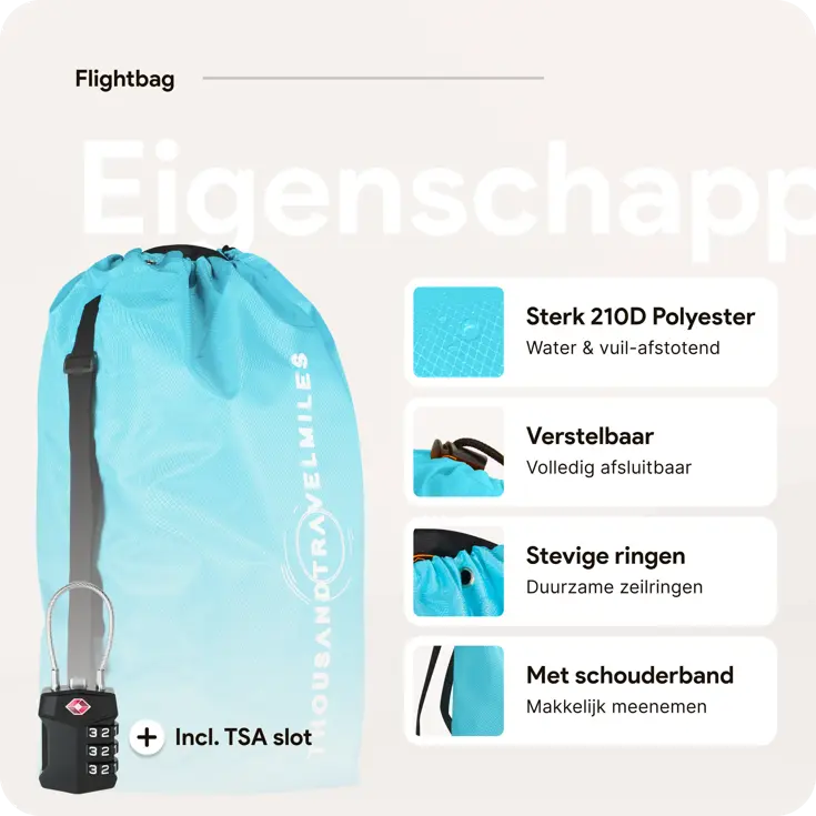 Flightbag vliegtuighoes TSA slot 60–90L – Li Blauw