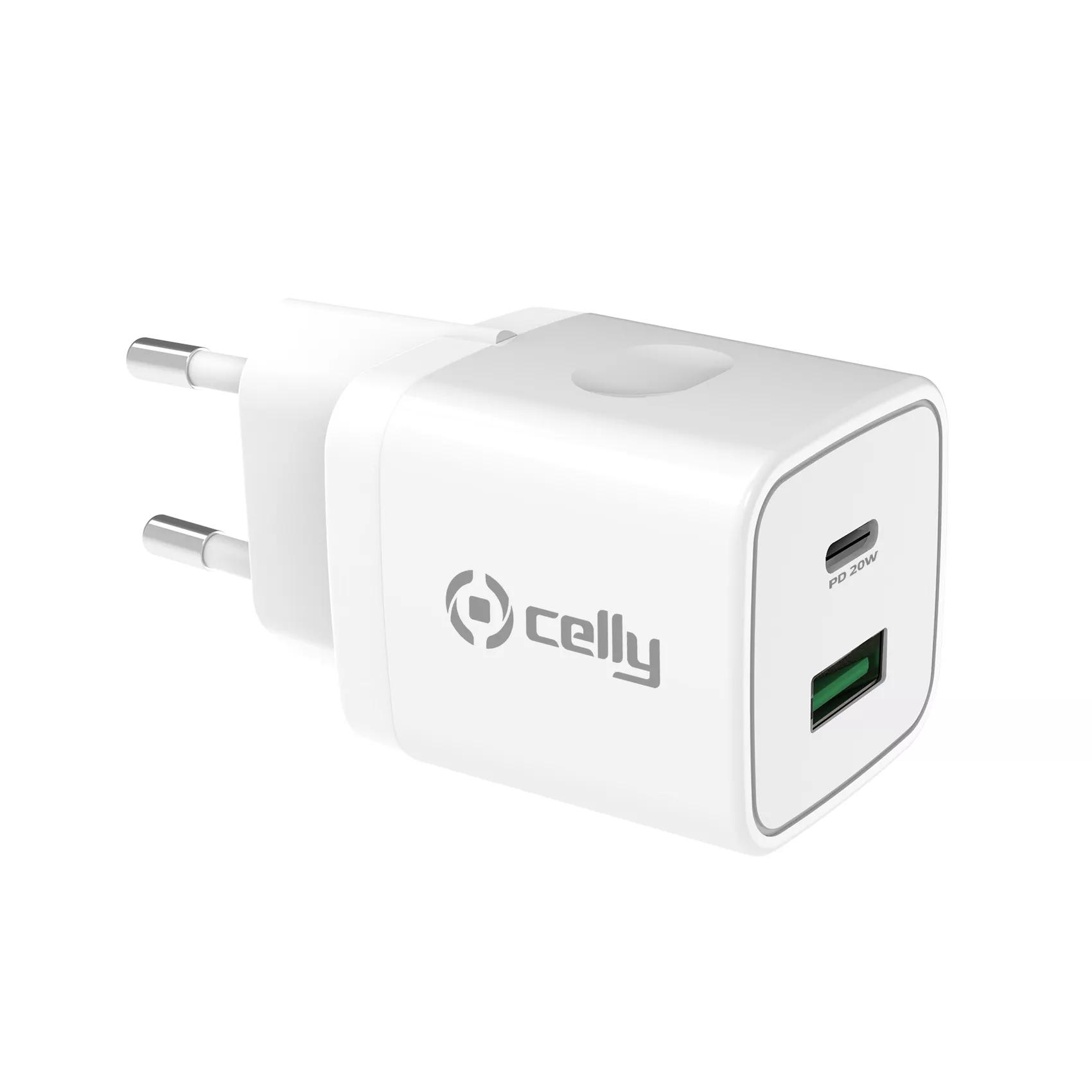 Celly USB en USB-C 20W - Muurlader - Zwart main product image