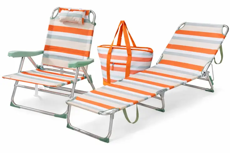 Strandset 3-Delig – stoel + ligbed + Koeltas