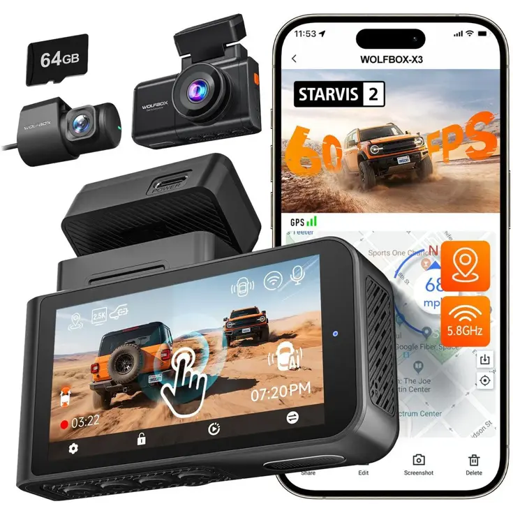 X3 Touch 2CH 2K Wifi GPS 64gb dashcam