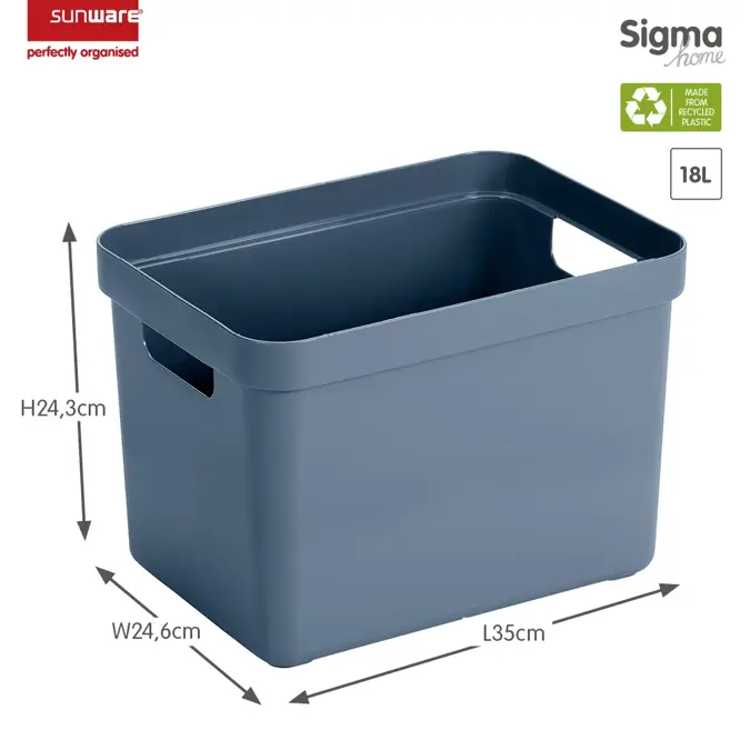 Sigma home - Opbergbox - 18L blauw - 4-delig