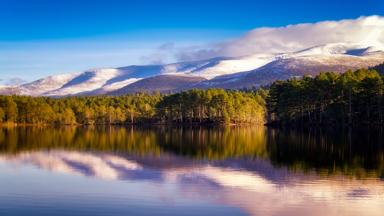 schotland_highlands_cairngorms-national-park_loch-an-eilean_meer_bergen_sneeuw_bos_GettyImages-1138994552