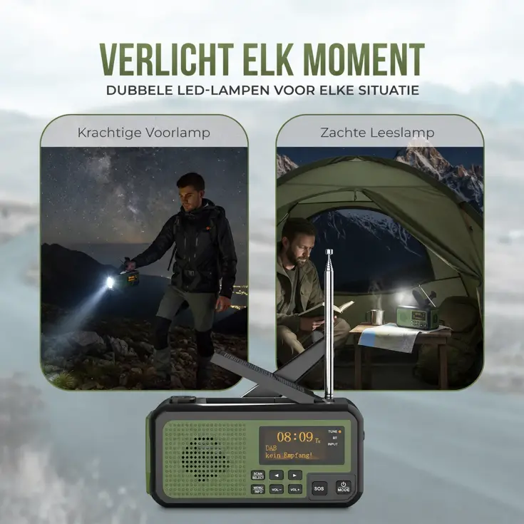 Noodradio DAB+/FM - 5000mAh - Solar Opwindbaar